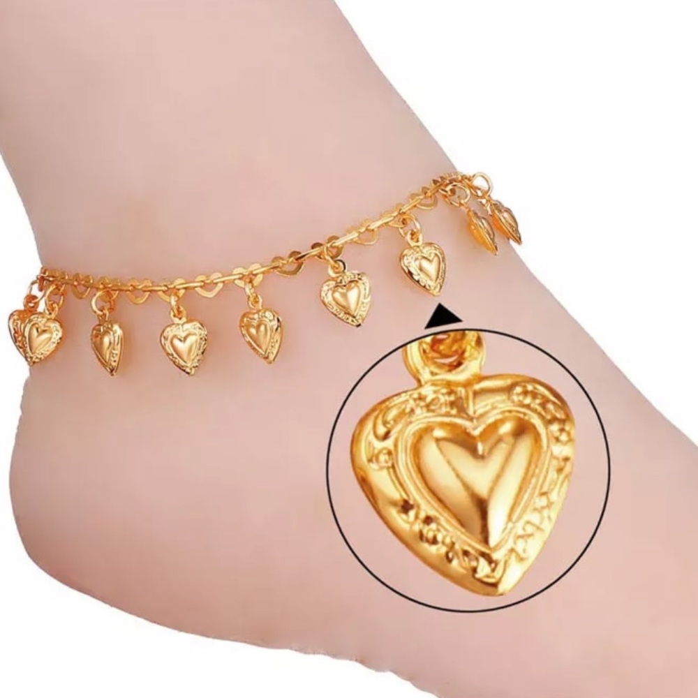 New 18k gold Heart Anklet Bracelet